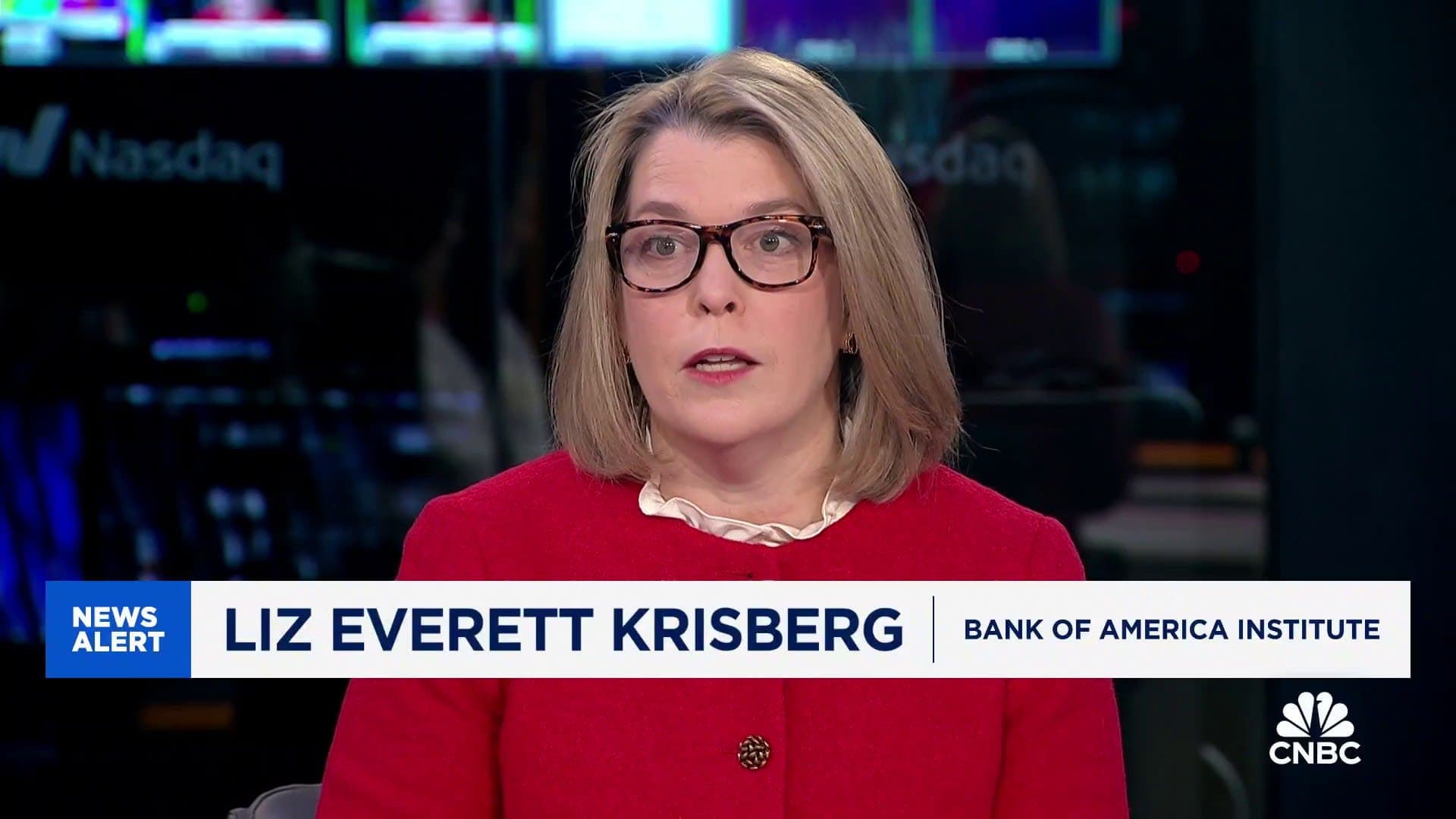 CNBC 인터뷰에서 캡쳐한 BofA Institute 대표 Liz Everett Krisberg의 사진.