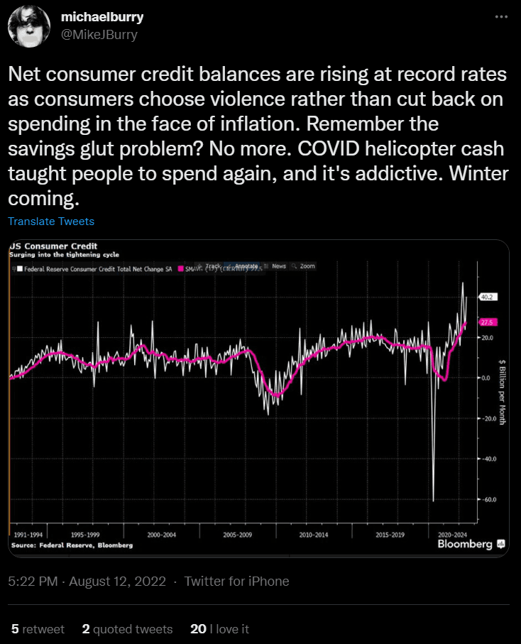 Michael Burry says: "Winter is coming", Twitter﻿