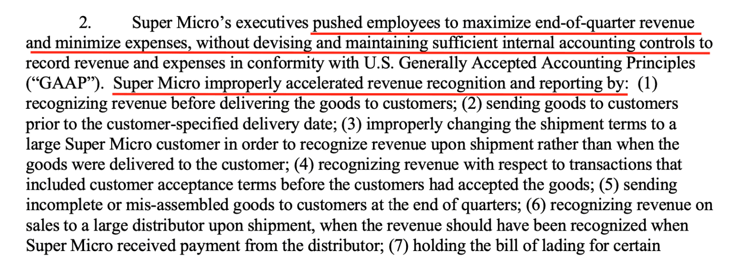 2020년 당시 SEC 문서 내용, 슈마컴의 임원진들이 회계 기록을 좋게 남기기 위해 부당한 행위를 지시했다는 내용 ,Hidenberg Research