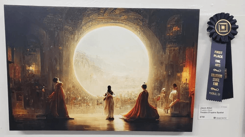 Théâtre D'opéra Spatial (우주의 오페라 극장), 미국 콜로라도 주립 박람회 미술대회 출품작